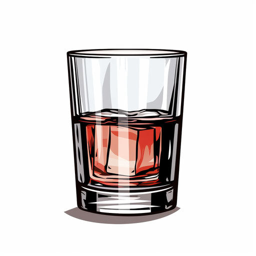 Minimalist-style shot glass clipart, on white background