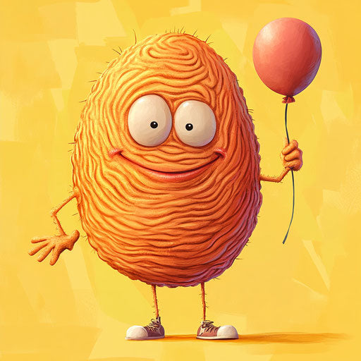 Humorous caricature of a fingerprint with human characteristics