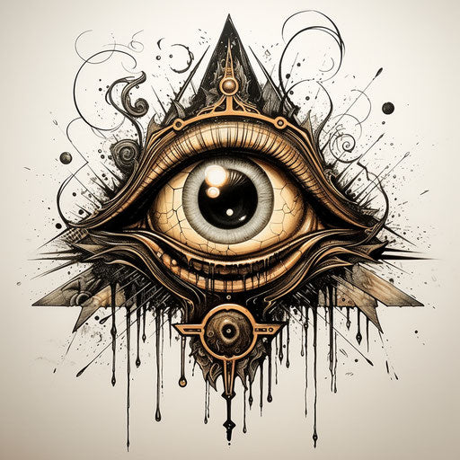 Eye pierced by art, in the style of contemporary ink, god rays, Keos masons, Olympus XA2, Brian Despain, light bronze, sketchy