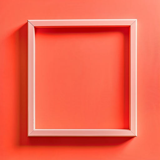 Realistic photo frame on vibrant coral background, crisp details