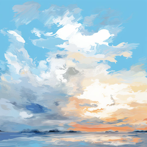 Sky clipart in the style of Oil painting, on a white background