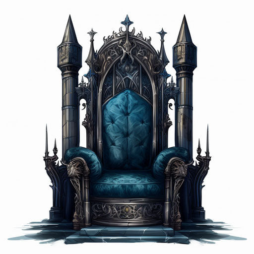 Throne clipart in the style of Chiaroscuro Art, on white background