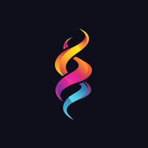 Dynamic doctor logo with motion-inspired shapes and vibrant colors, on a black background