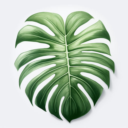 Monstera leaf in Oil painting style on white background