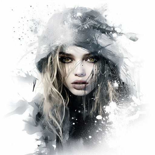 Snow illustration in the style of Chiaroscuro Art, on white background