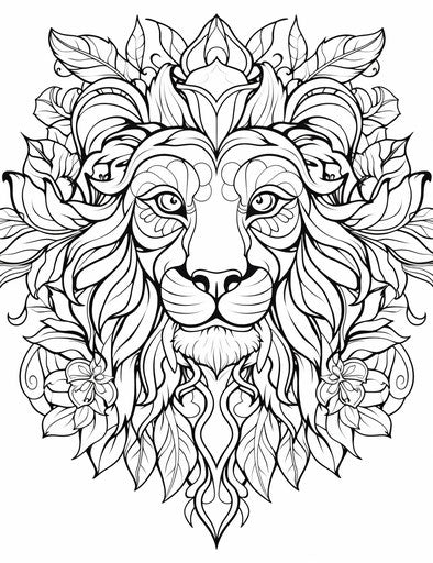 The lion head in a flower pattern