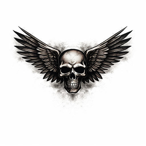 Vintage skull with wings in classic American style