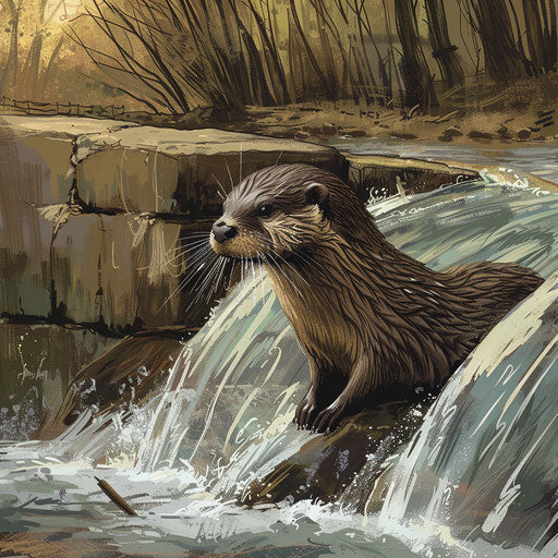 Otter building dam with engineering skills