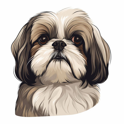Minimalist style shih tzu clipart, on white background