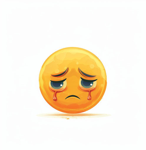 Sad crying emoji clipart, plain blank white background 27:28