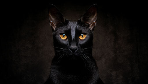 Cat on a beautiful black background, traditional goth style