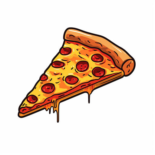 Minimalist pizza slice clipart on white background