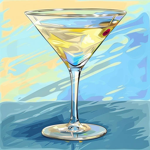 Martini illustration in photorealistic style with glossy finish and sharp outlines