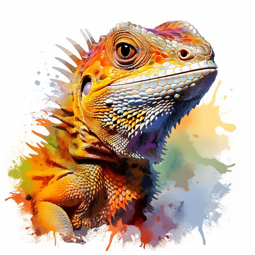 Lizard clipart in the style of Oil painting, on a white background