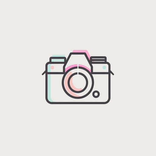 Minimalist photologo in pastel colors on white background