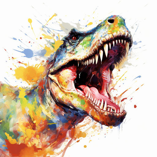 T Rex clipart in the style of Impressionistic Art, on white background