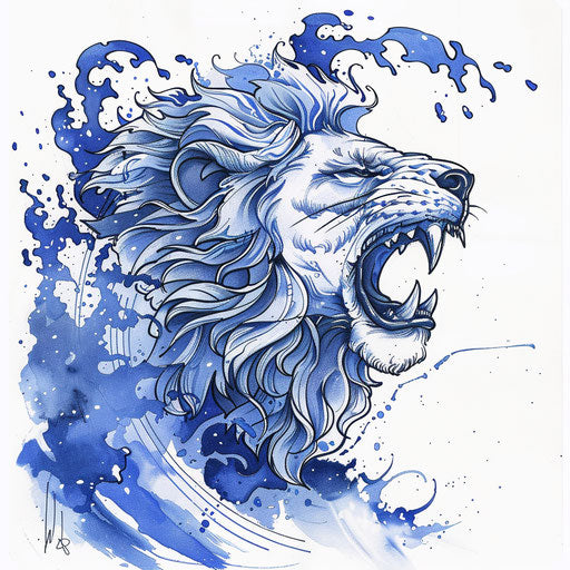 Sketch of Japanese wave art inspired by the Lion of Judah