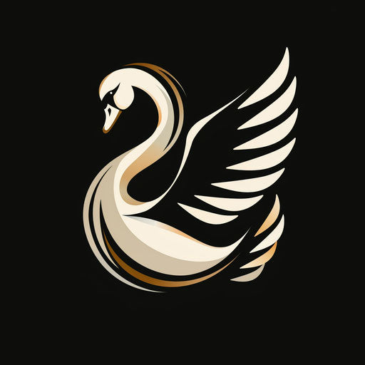 Elegant mascot logo with a graceful swan on black background