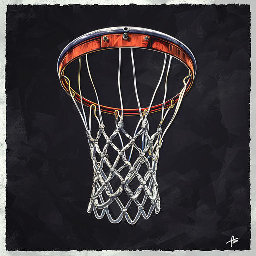Realistic basketball hoop on dark background