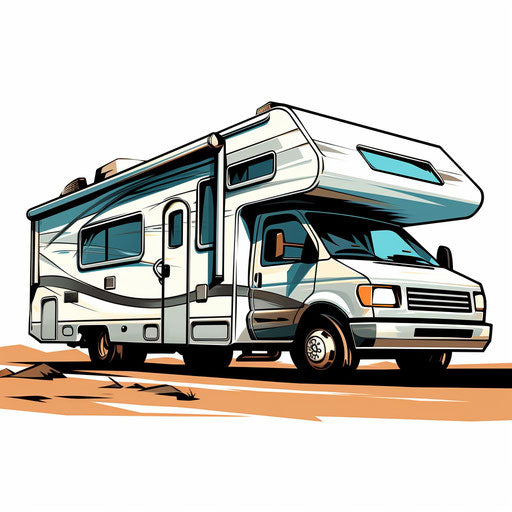 RV image in Chiaroscuro Art style, on white background