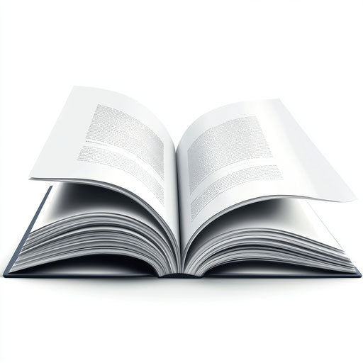 3D magazine in photorealistic style with flat white background