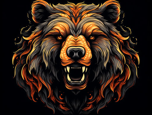 Bear in traditional byzantine neo-traditional symbolic tattoo