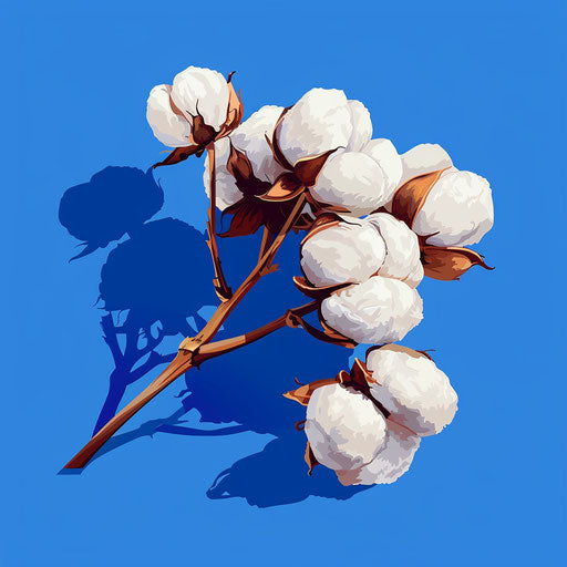 Realistic cotton clipart on flat royal blue background