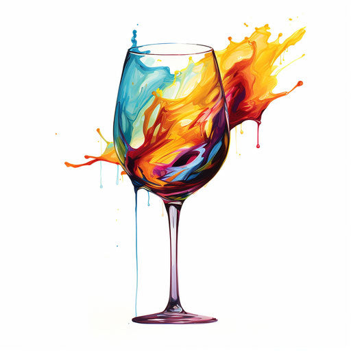 Wine glass clipart in the style of Oil painting, on white background