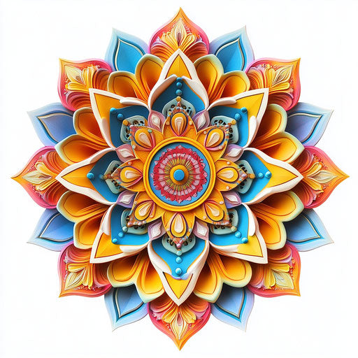 3D mandala with realistic style on flat white background