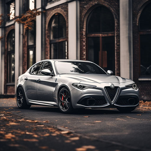 Classic silver Giulia quadrifoglio Alfa Romeo