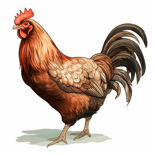 Hen clipart in Chiaroscuro Art style on white background