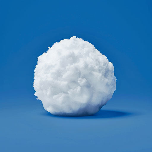 On a flat, royal blue background, a photo realistic snowball clipart shines with enhanced vibrancy and clear contours