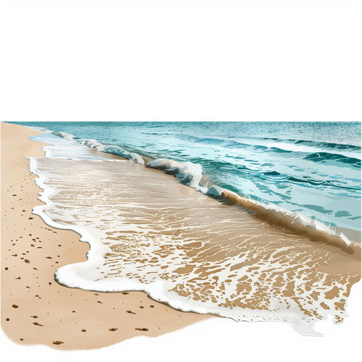 Realistic beach clipart on white background with soft light