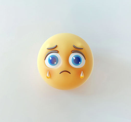Emoji crying tears on white background, cute style
