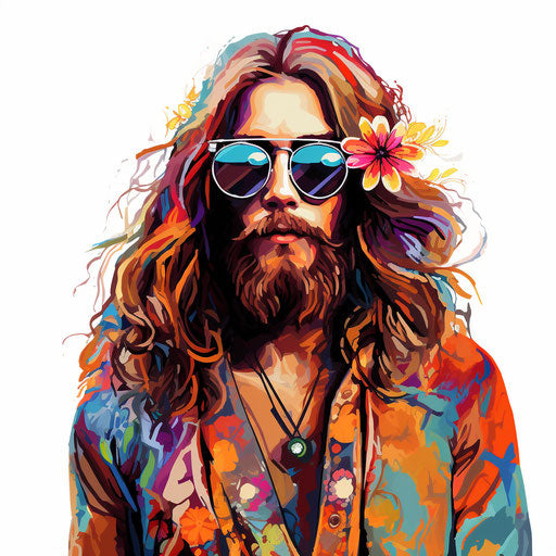 Hippie clipart in the style of oil painting