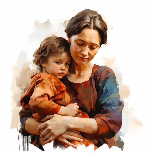 Maternal illustration in the style of oil painting