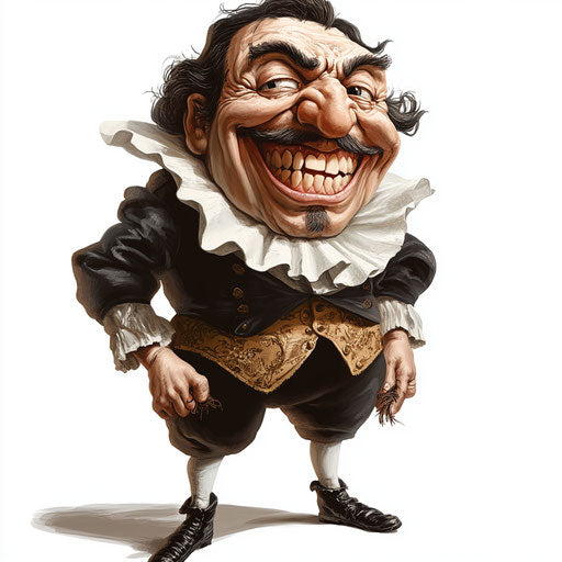Humorous caricature of a Hugo Grotius caricature with human characteristics
