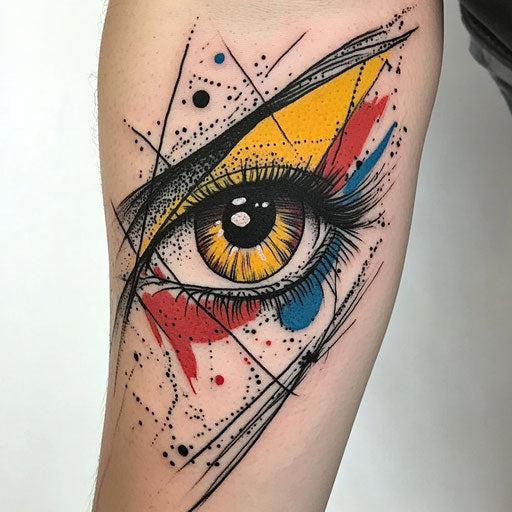 Tattoo sketch eye on arm, clipart style, pop art