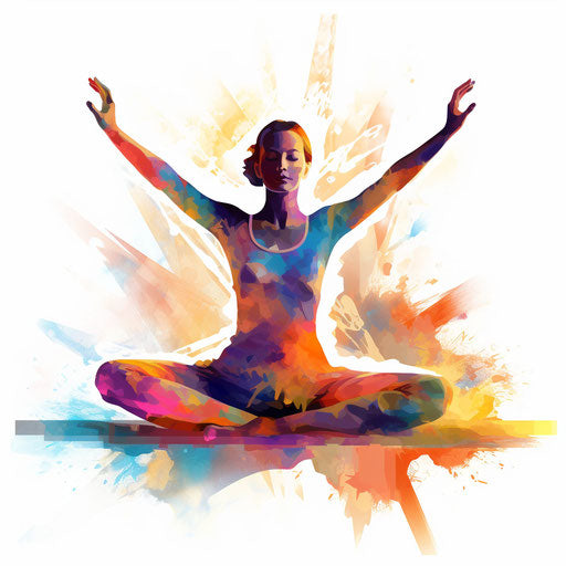 Impressionistic yoga clip art on white background