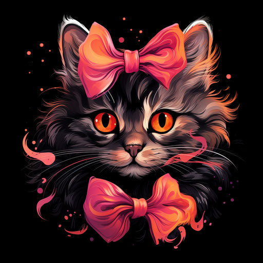 Cat with a bow in animated gifs style