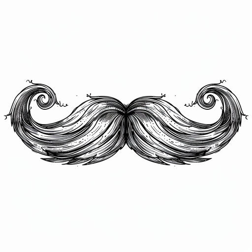 Stylish tattoo design of a mustache in a flat clipart style with trendy