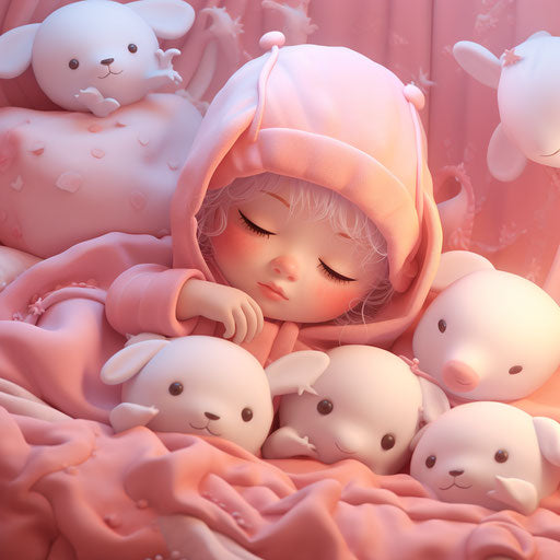 Sleeping baby on pillows in a detached style