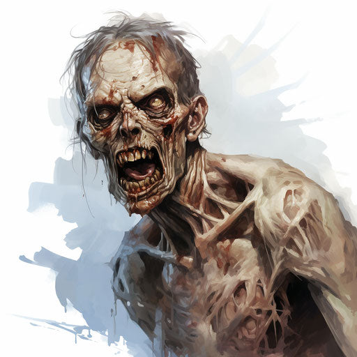 Zombie clipart in the style of Oil painting, on white background