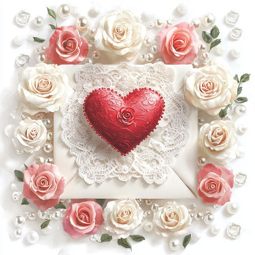 Valentine's Day love letter with lace and roses