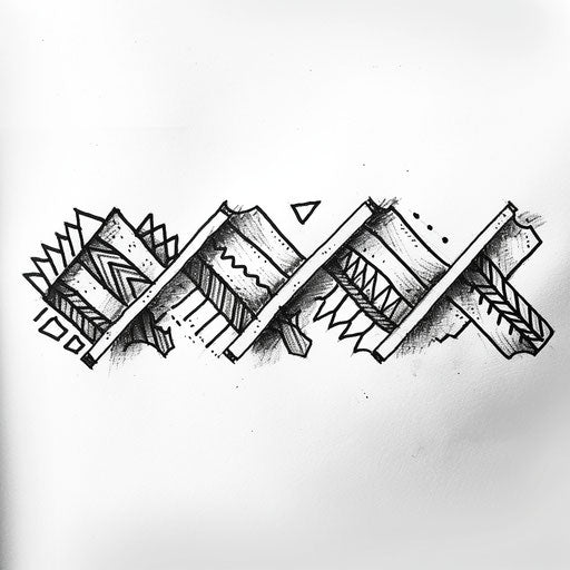 Energetic flat tattoo sketch of a wrist band with dynamic zigzag patterns