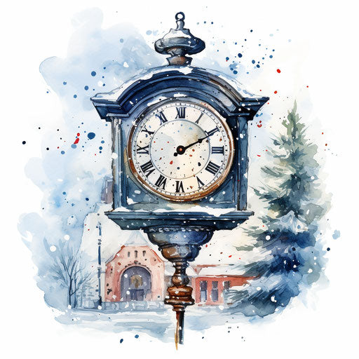 Happy New Year clipart in the style of Oil painting, on white background