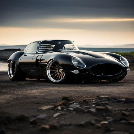 Jaguar e type car Fat tires