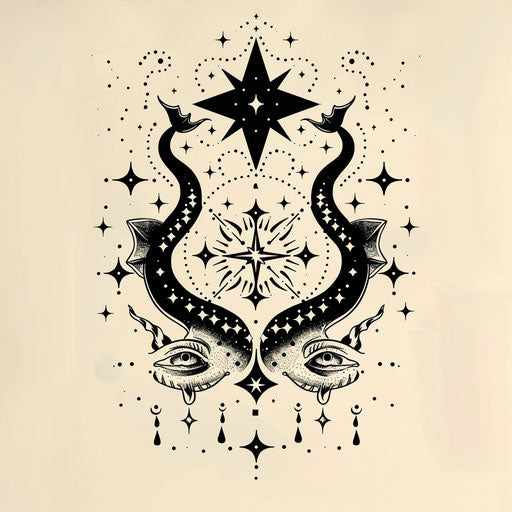 Cultural flat tattoo sketch of the Aquarius constellation