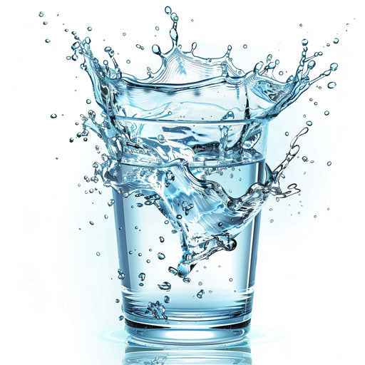 Realistic depiction of drinking water on white background