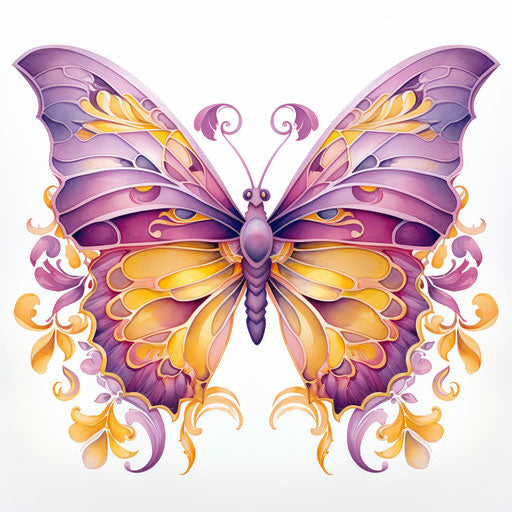 Pink and yellow butterfly clip art, classic tattoo motifs